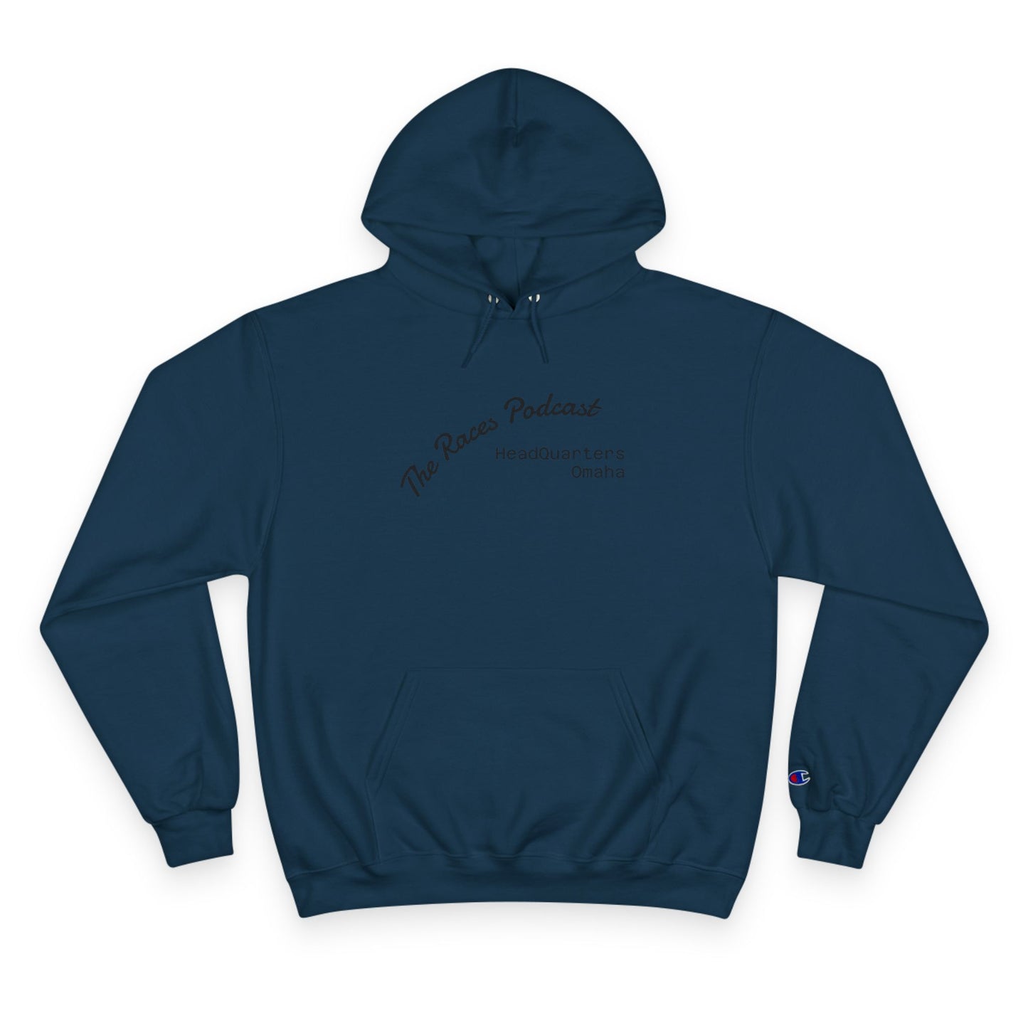 Champion Hoodie — The Races Podcast Headquarters Small Logo Pullover