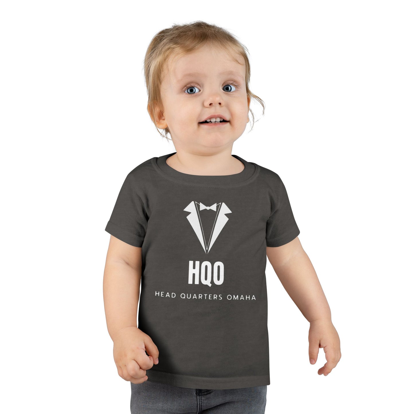 Toddler T‑Shirt — HQO Tuxedo Logo Baby Tee (Headquarters Omaha)