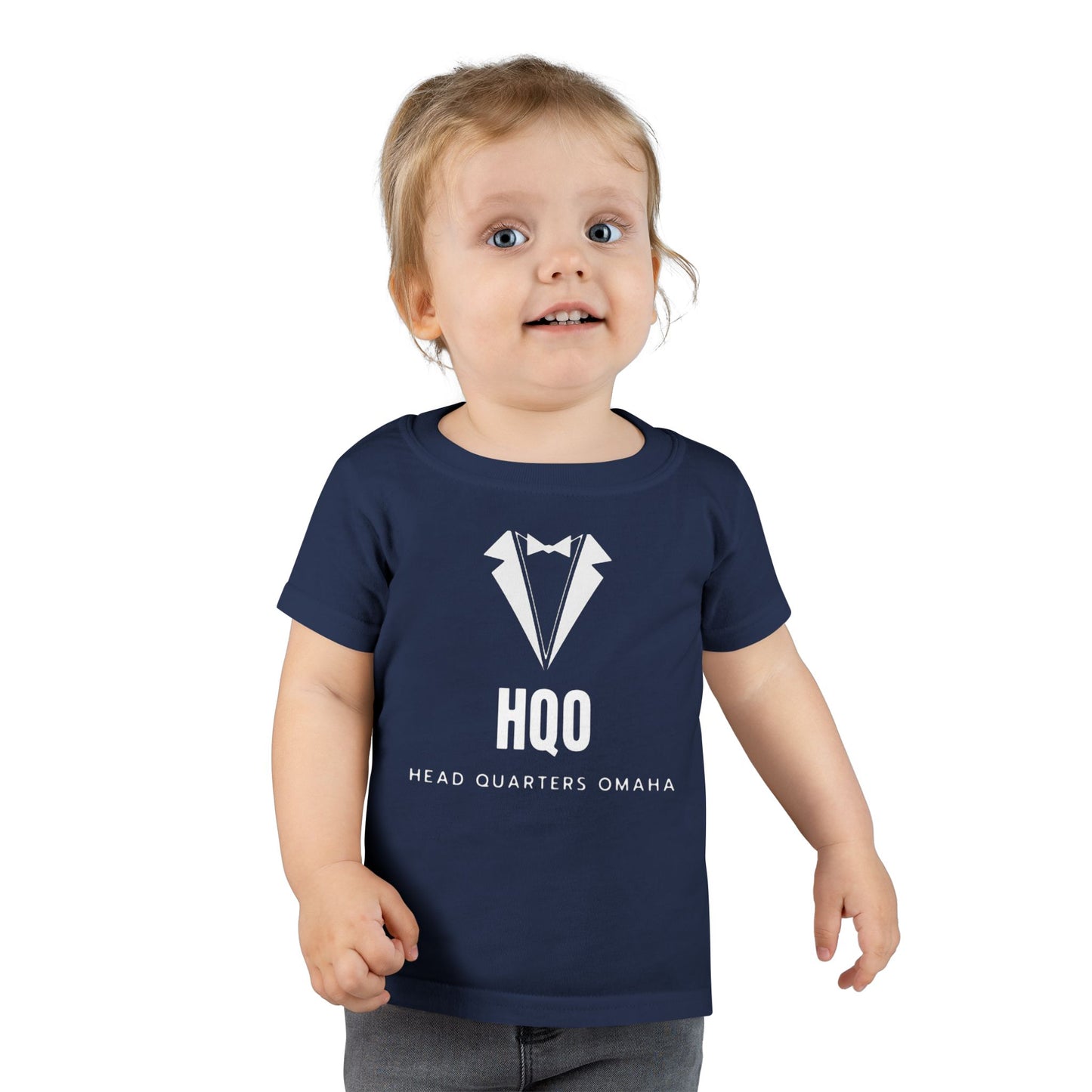 Toddler T‑Shirt — HQO Tuxedo Logo Baby Tee (Headquarters Omaha)