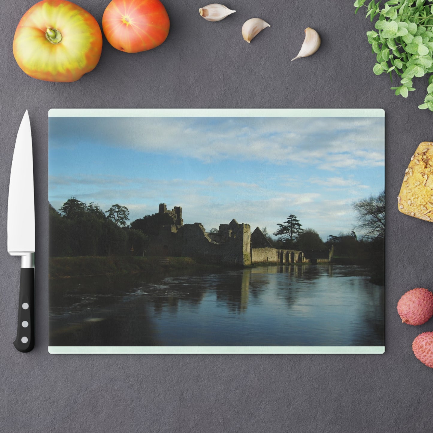 Irish River and Castle: Cutting Board