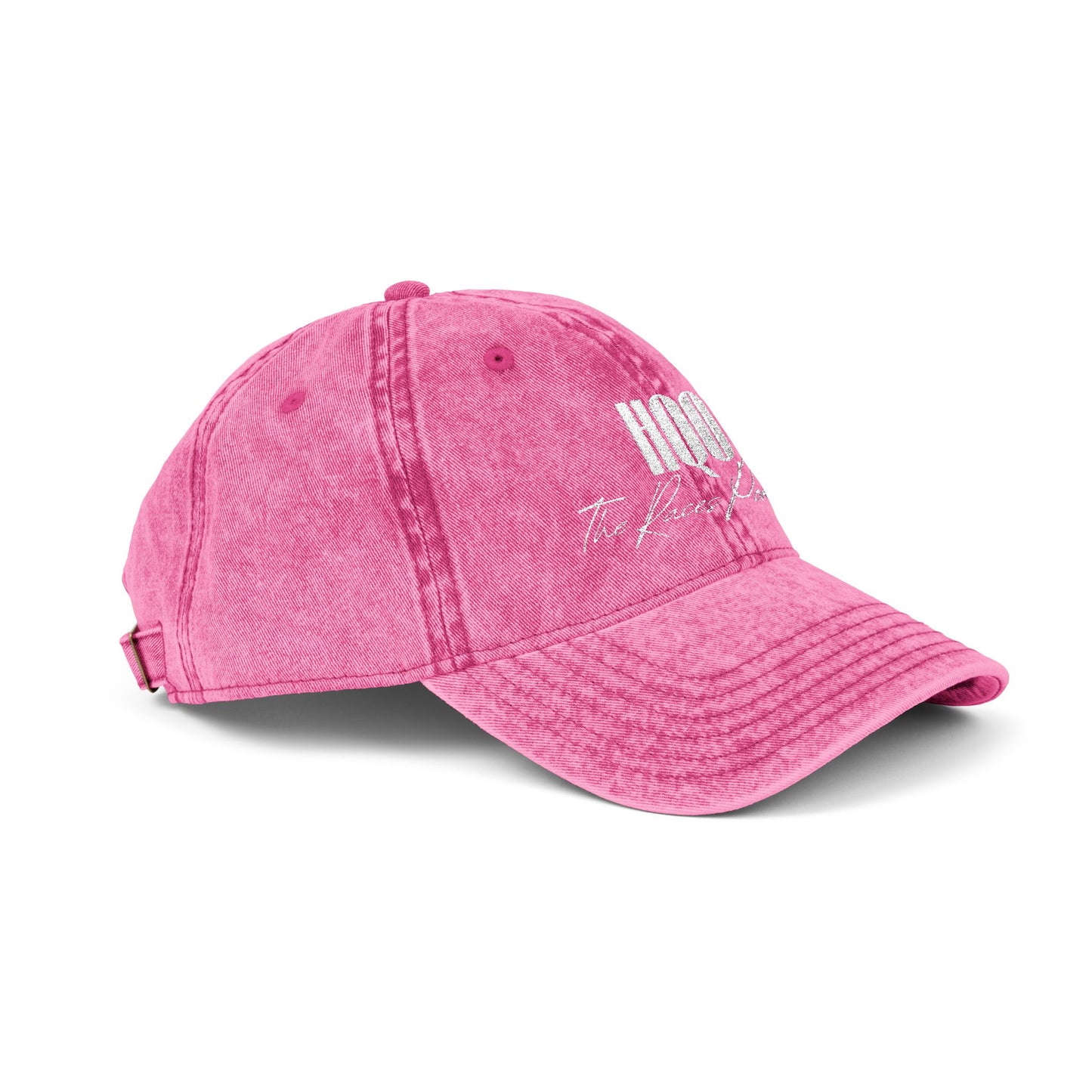 HQO: Vintage Embroidered Dad Hat — Distressed Gray Cap with White Barcode Stitch