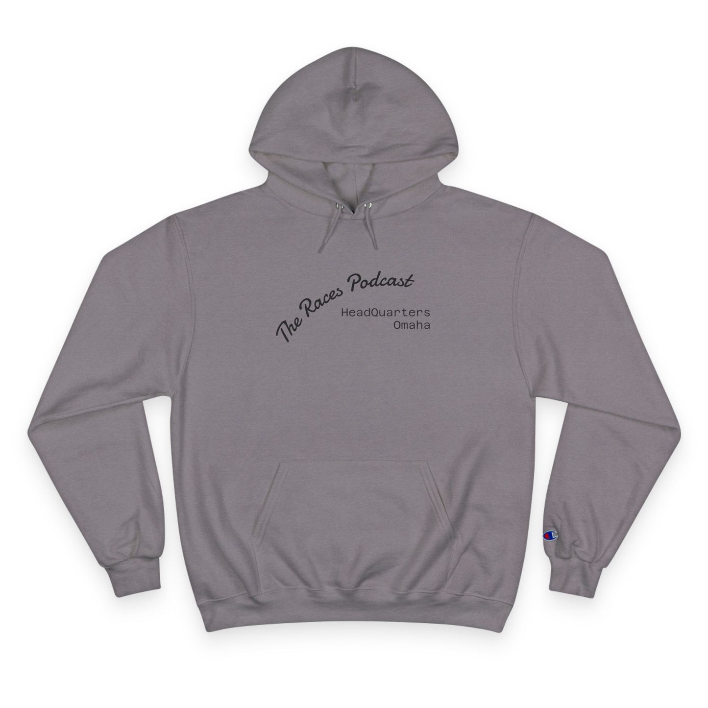 Champion Hoodie — The Races Podcast Headquarters Small Logo Pullover