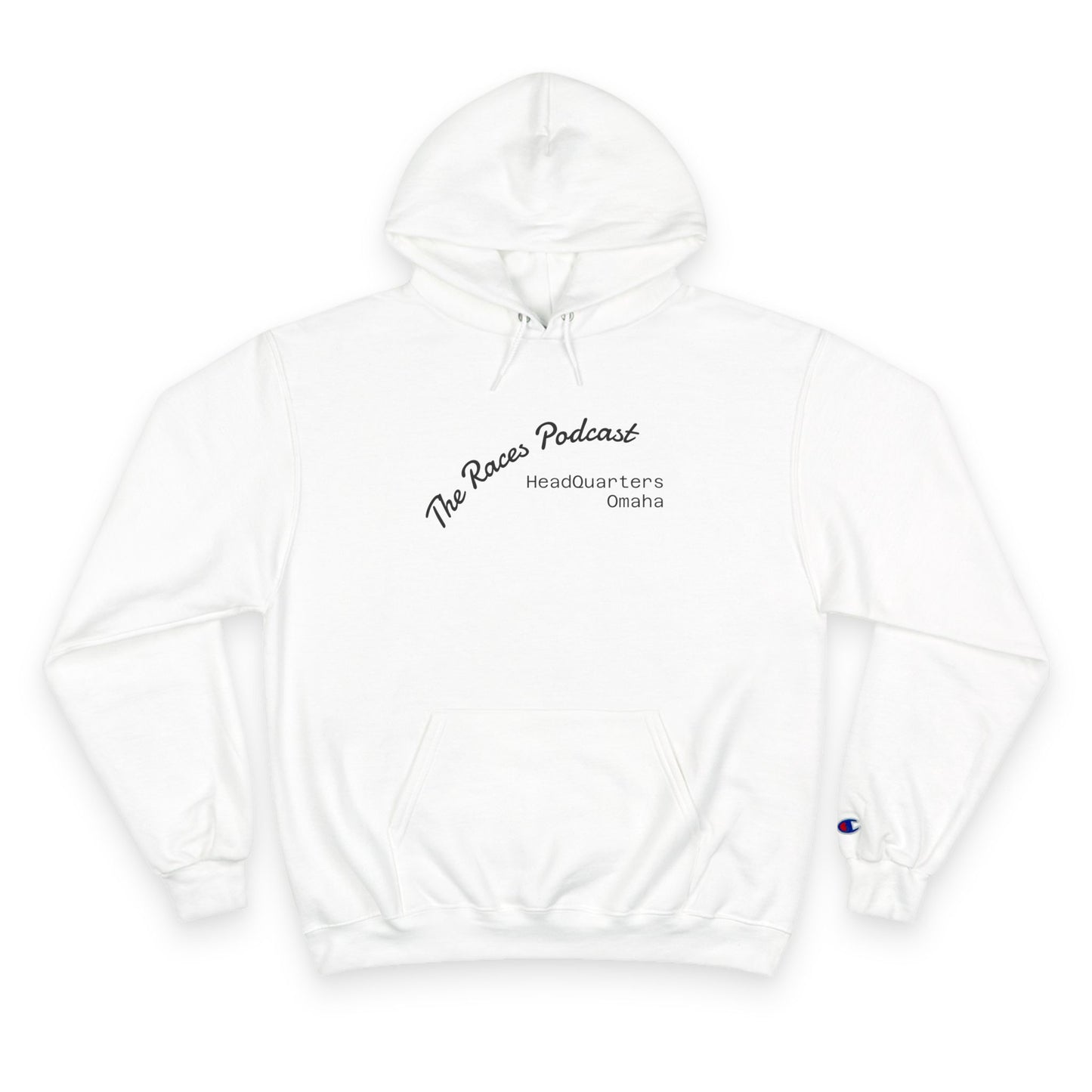 Champion Hoodie — The Races Podcast Headquarters Small Logo Pullover