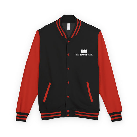 Letterman Jacket - Retro Red & Black Bomber with Minimal Chest Logo