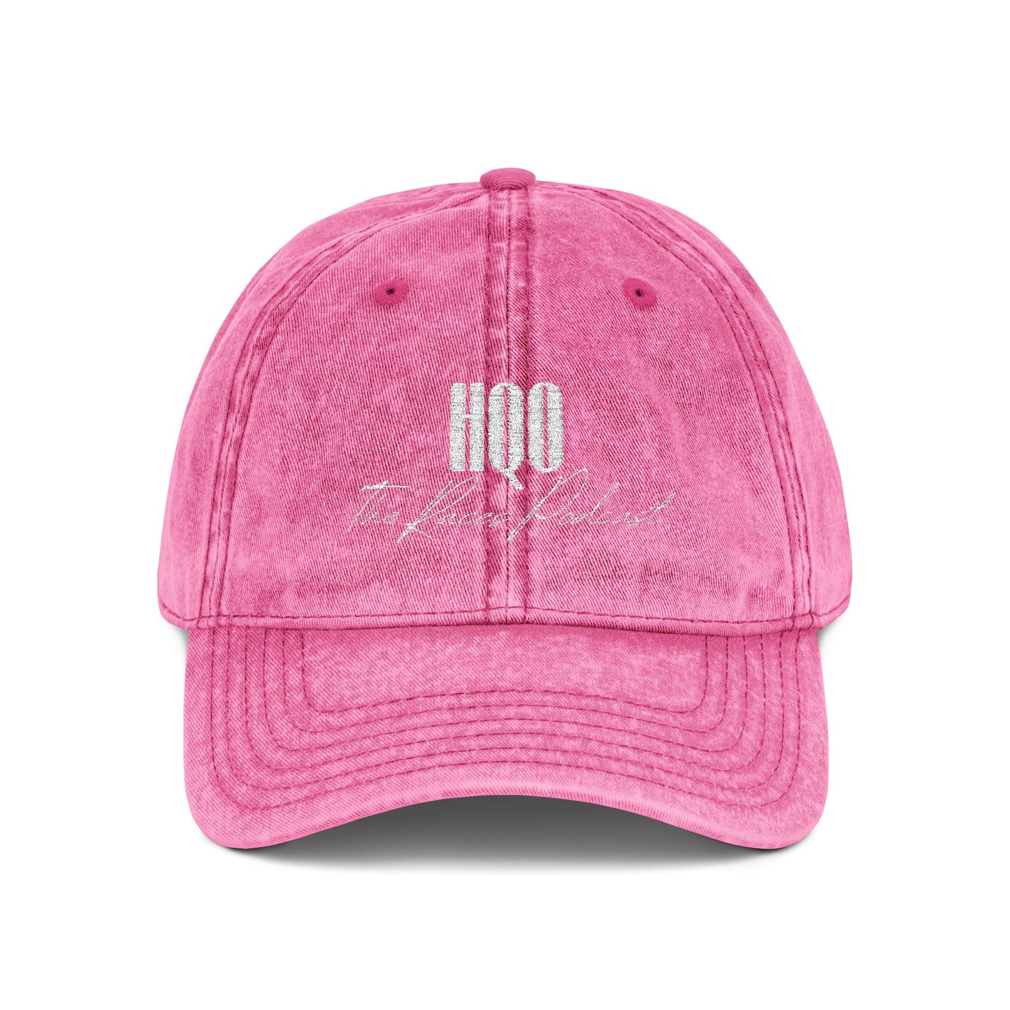 HQO: Vintage Embroidered Dad Hat — Distressed Gray Cap with White Barcode Stitch