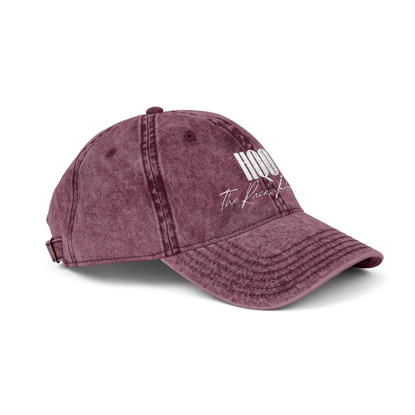 HQO: Vintage Embroidered Dad Hat — Distressed Gray Cap with White Barcode Stitch