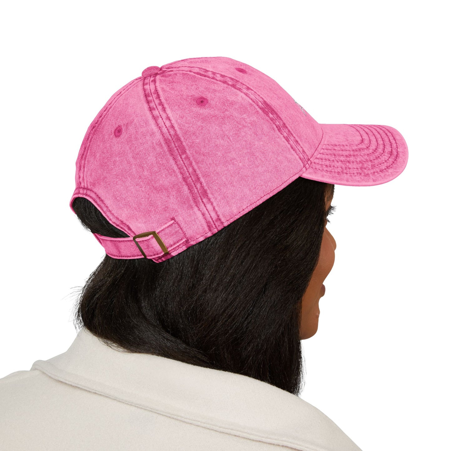 HQO: Vintage Embroidered Dad Hat — Distressed Gray Cap with White Barcode Stitch