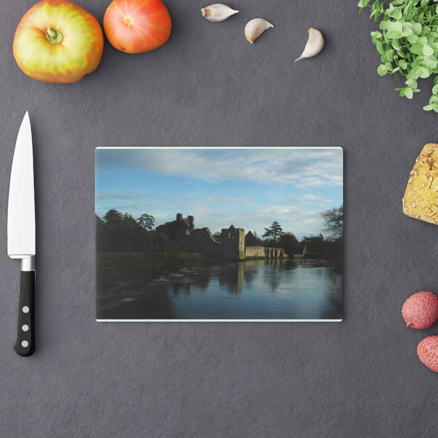 Irish River and Castle: Cutting Board