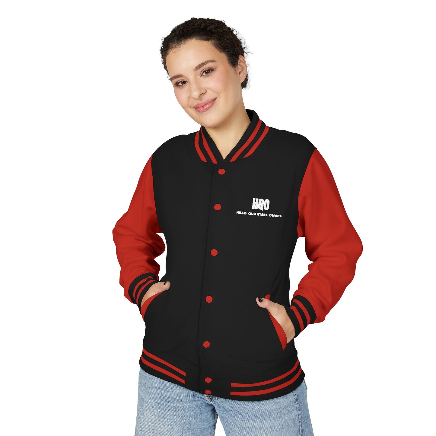 Letterman Jacket - Retro Red & Black Bomber with Minimal Chest Logo