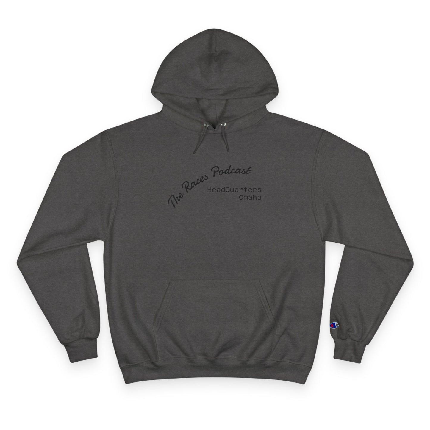 Champion Hoodie — The Races Podcast Headquarters Small Logo Pullover